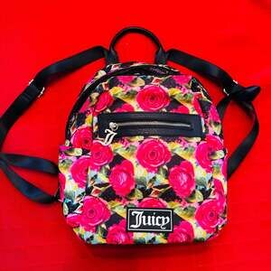 Juicy Couture Black Multi Rose Rosie Floral Mini Backpack